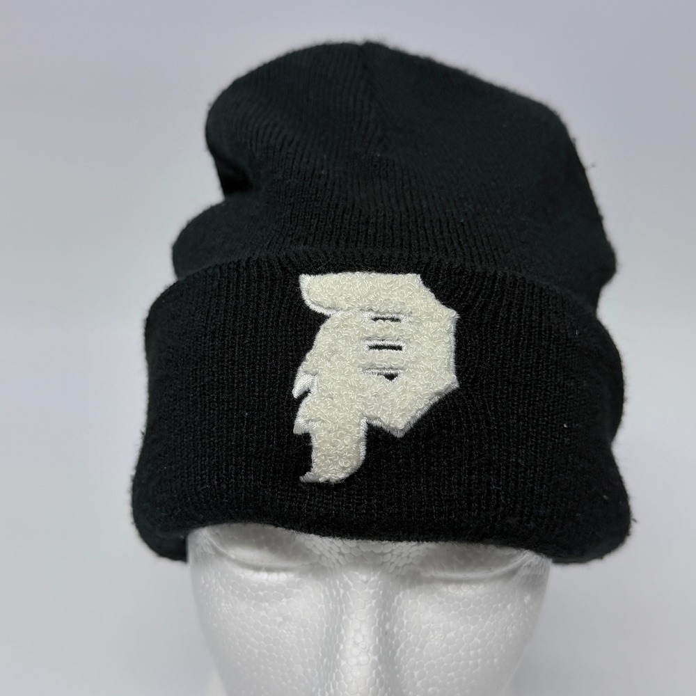 Primitive Skateboarding Mens Cuffed Beanie Black Embroidered P Logo Hat